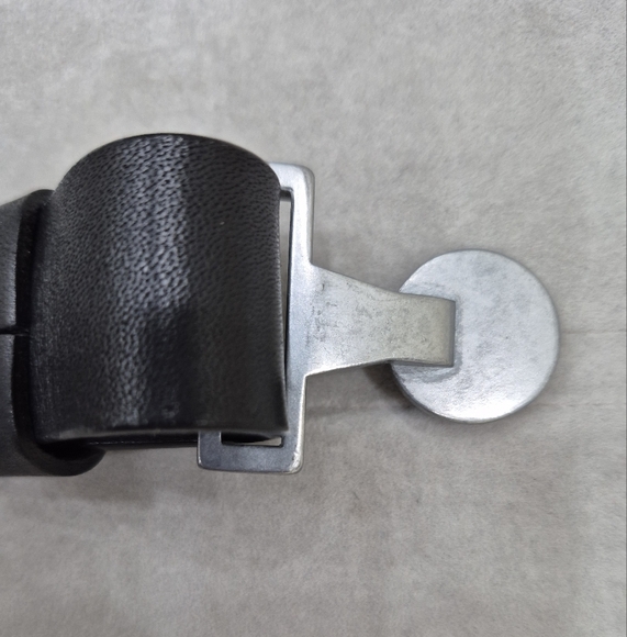 Polo Jeans Co RL belt men's 36 small black leather brushed silver buckle 2110496 - Picture 7 of 16